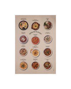 Leckere Suppen aus aller Welt auf einem nachhaltigen Poster aus Graspapier