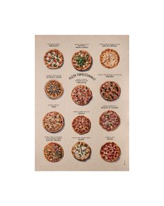 Traditionelle italienische Pizzen als Poster auf Graspapier